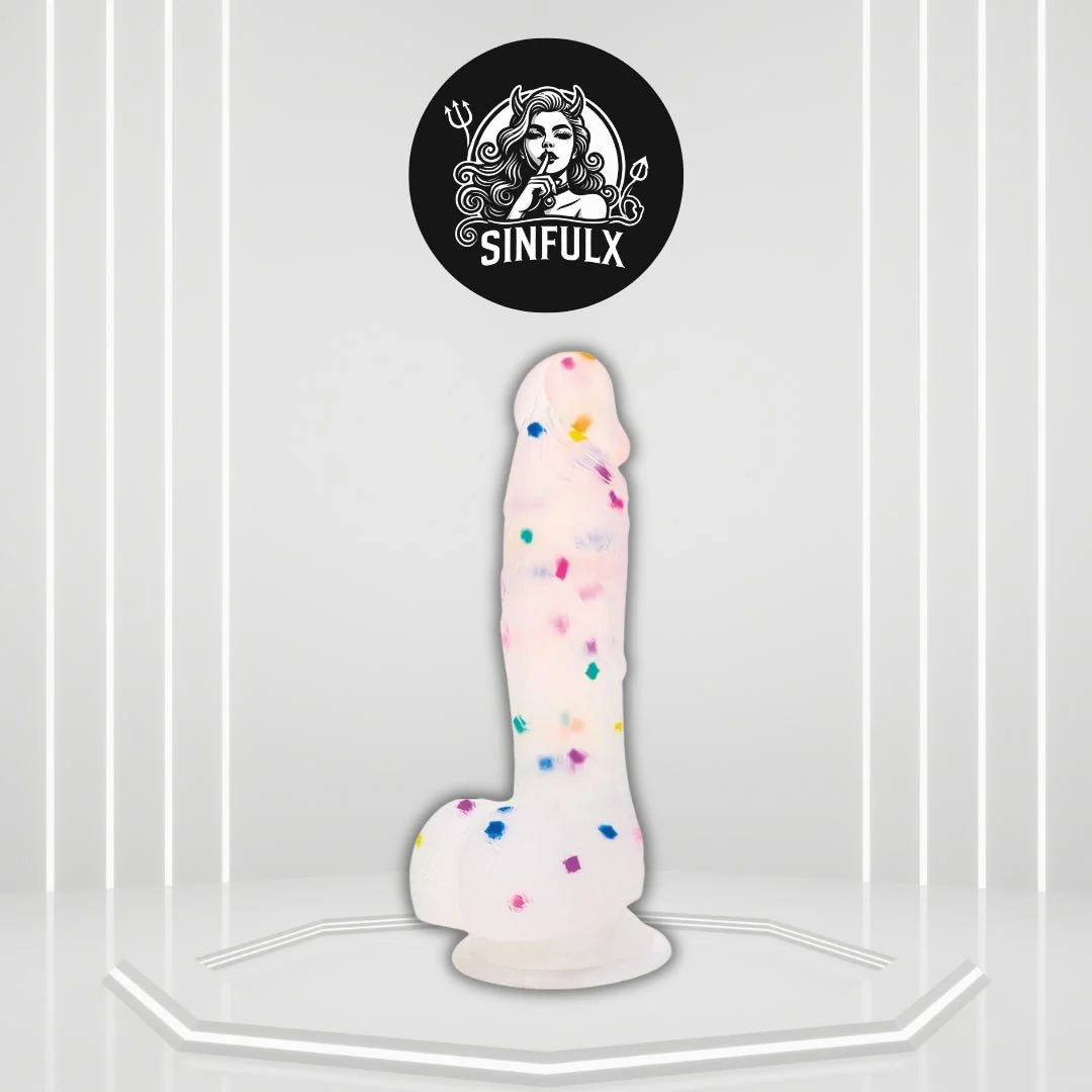 CrystalTone 7.6” Confetti Silicone Dildo Suction Cup Beginner