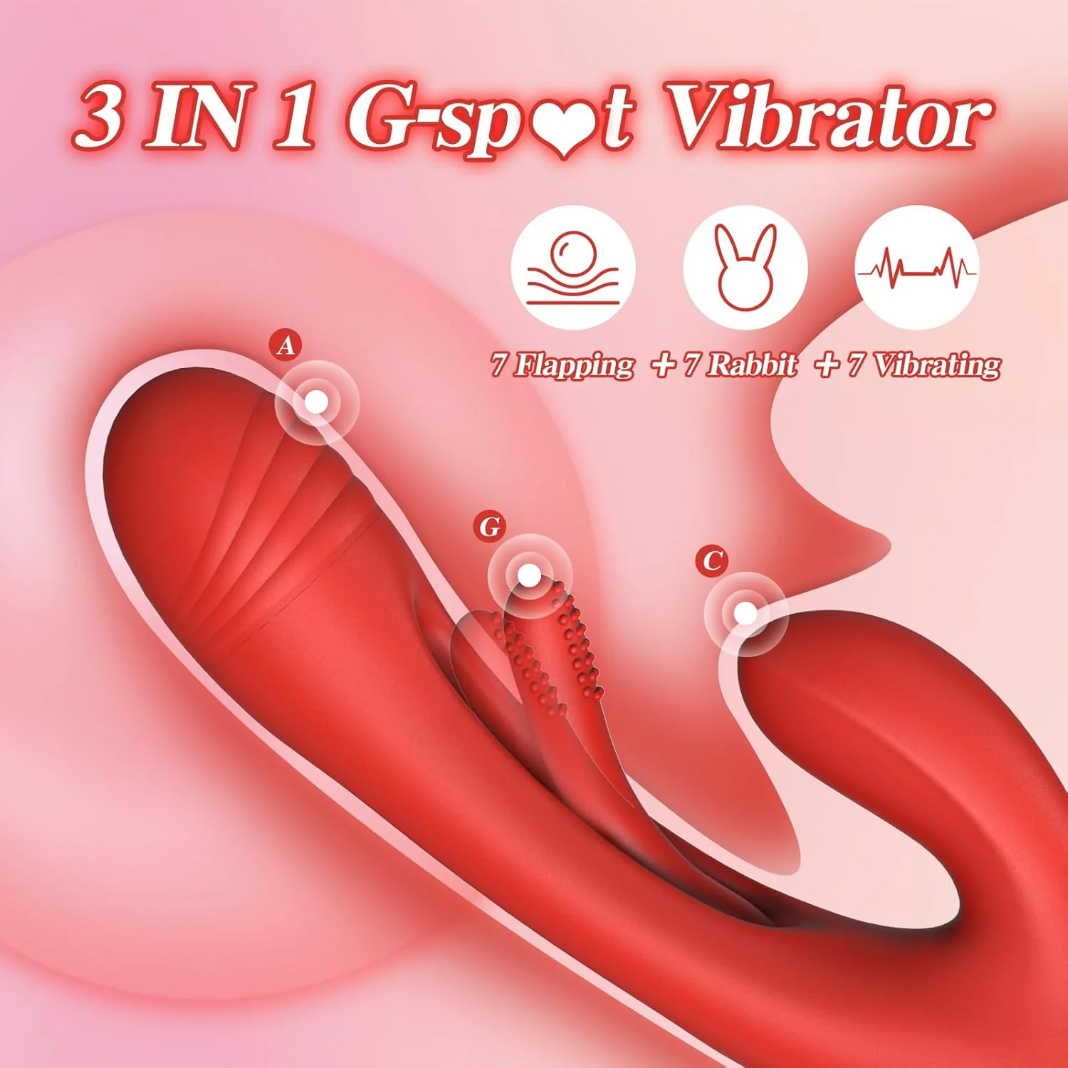 FlexiPulseX 3-in-1 Rabbit Vibrator 7 Flapping Modes Waterproof - Image 2