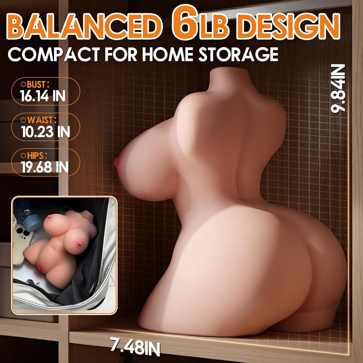 FlexLite Compact Sex Doll Torso 6LB | Dual Channel Design - Image 6
