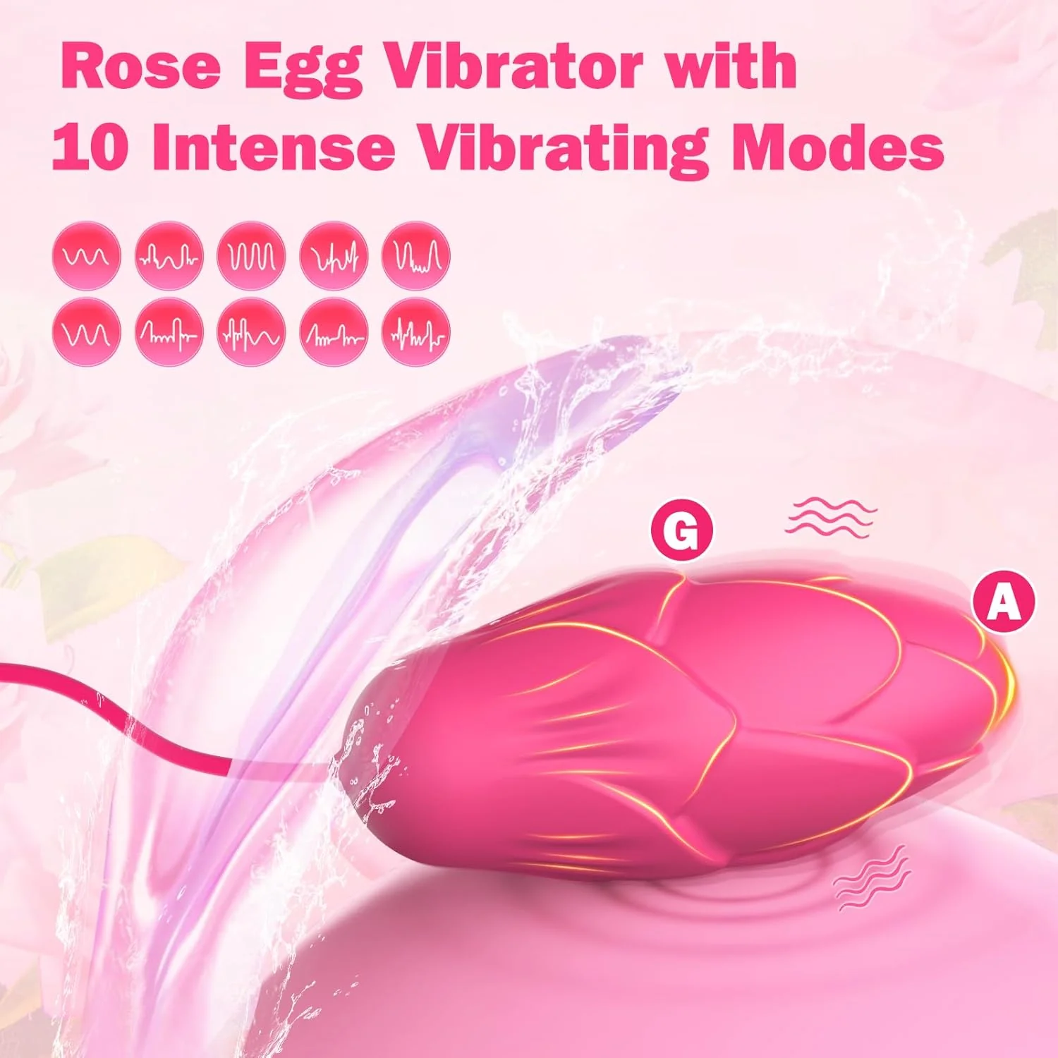 VelouraBloomX Nipple Clamps + Egg Vibrator 10 Modes Set - Image 3