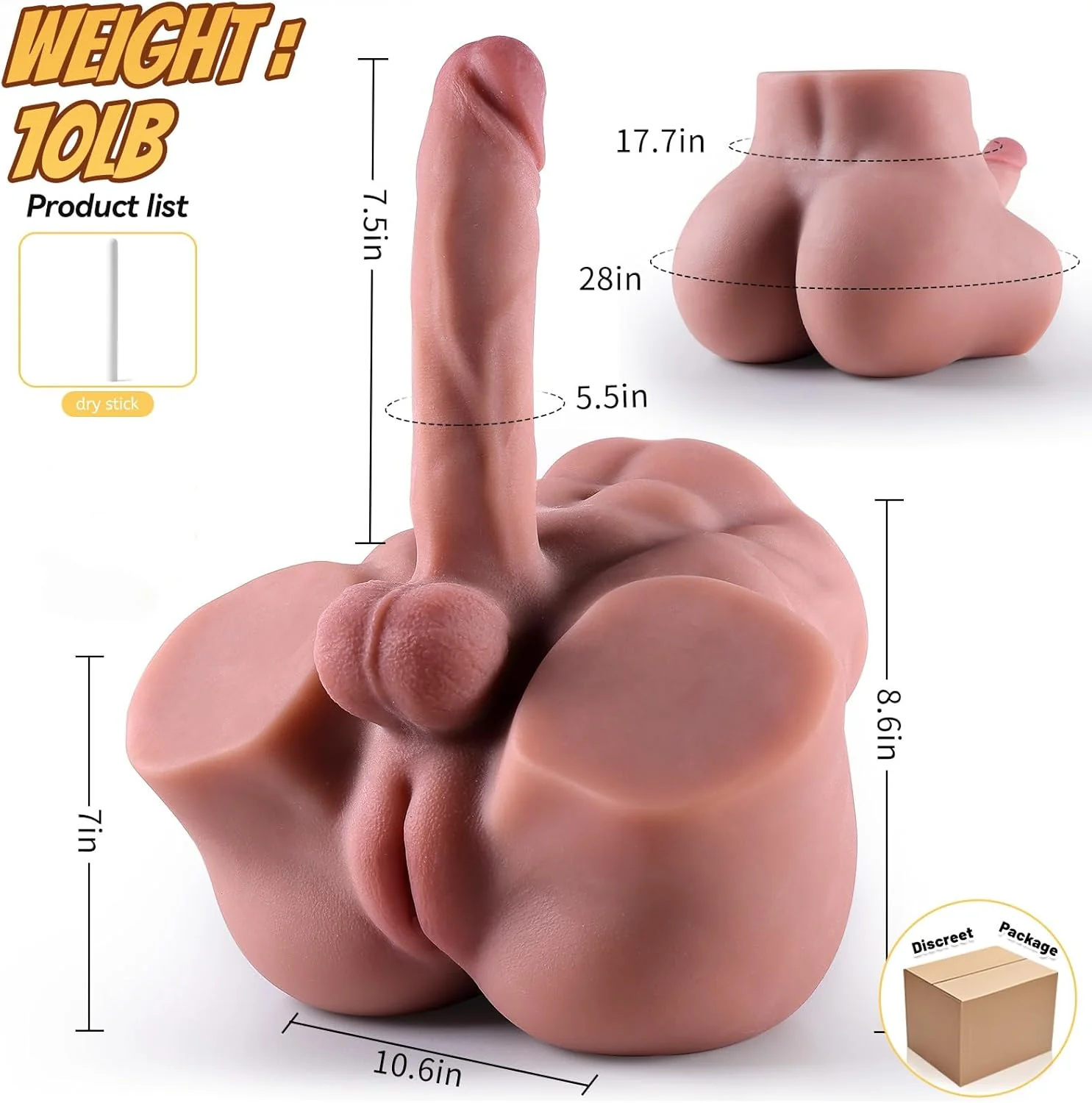VelvetAxis 3-in-1 Trans Sex Doll 8” Flexible Dildo - Image 3