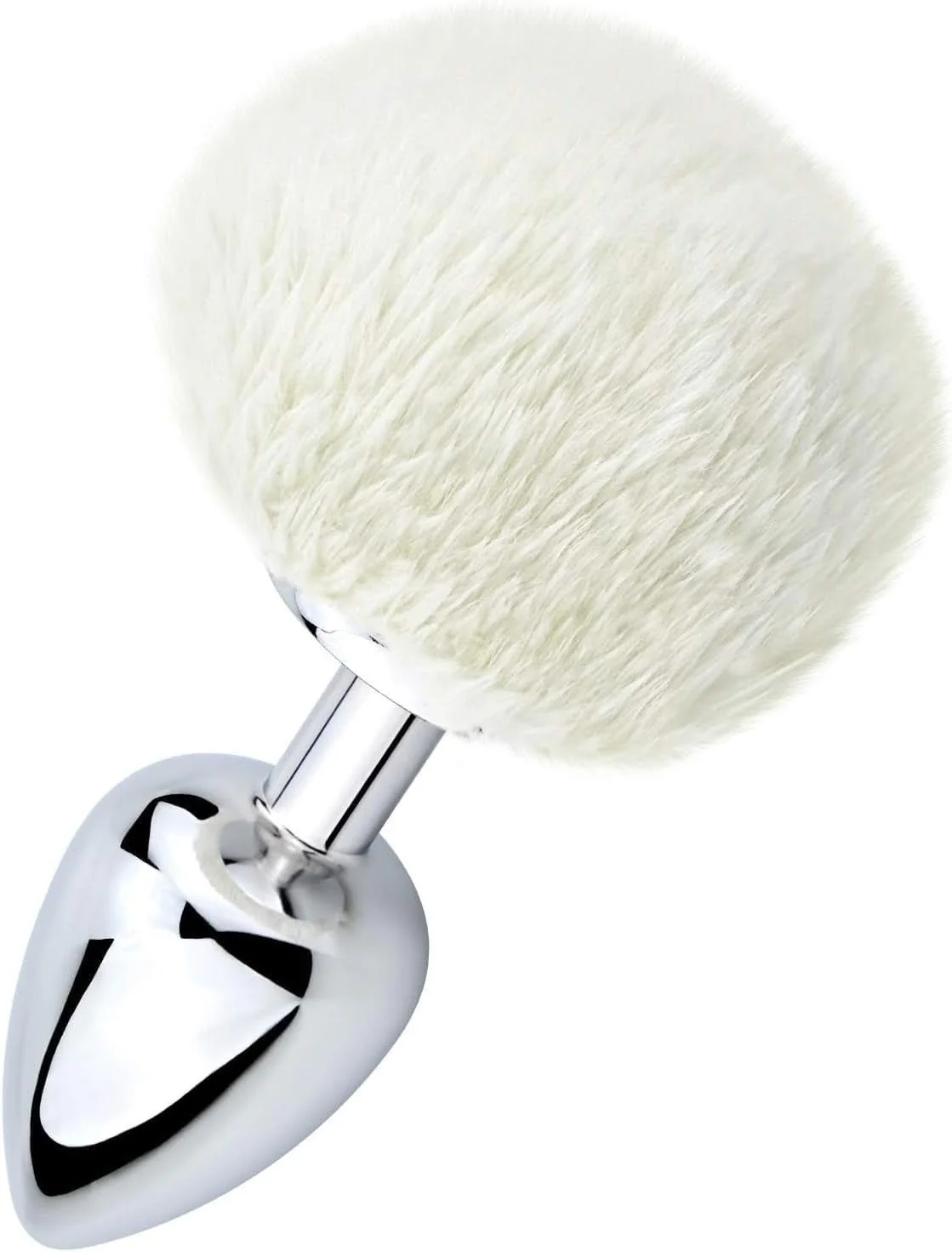SnowBunny Small Bunny Tail Steel Butt Plug White - Image 5