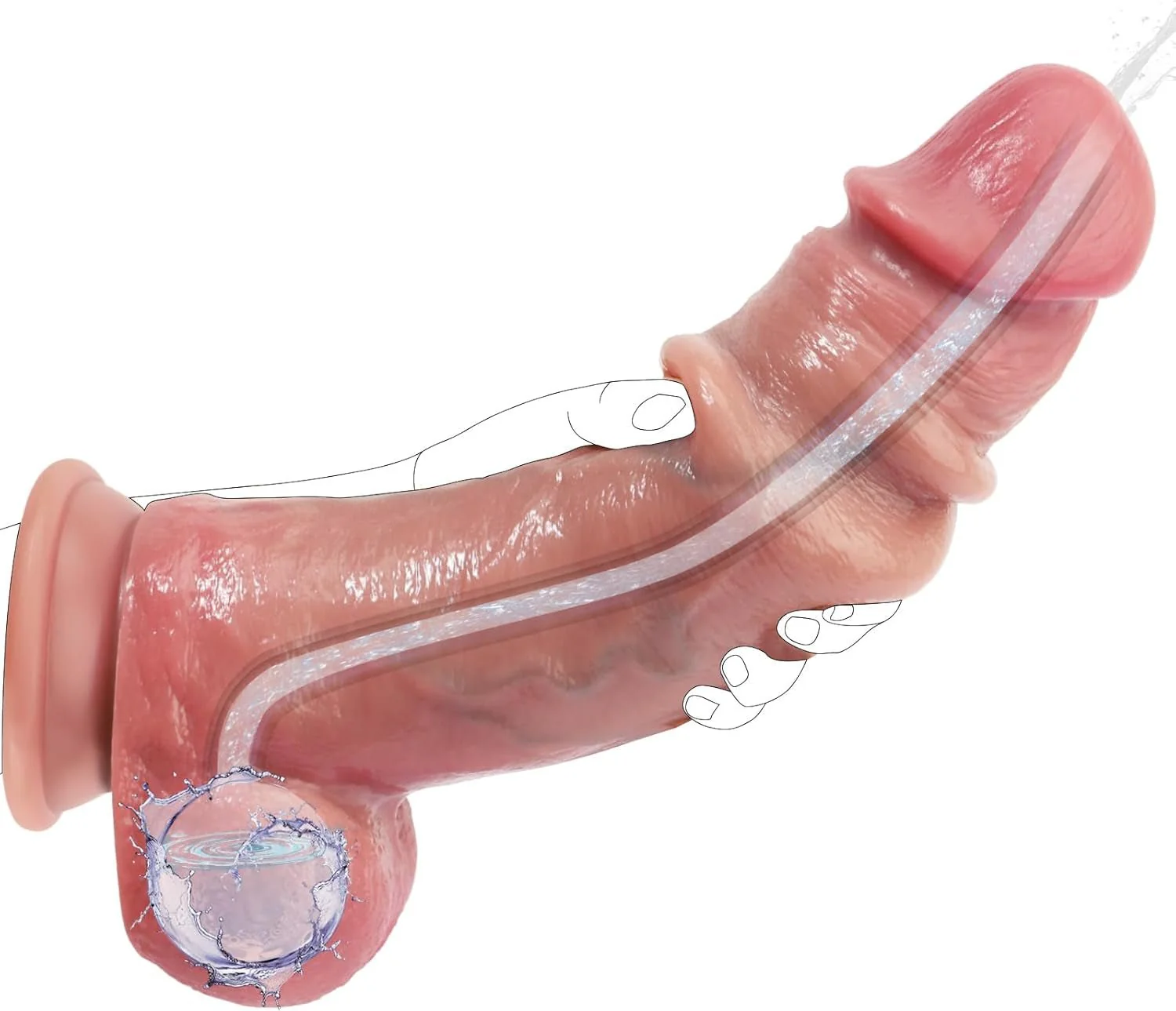 FusionJet 10” Squirting Foreskin Dildo Sliding Skin Suction - Image 2