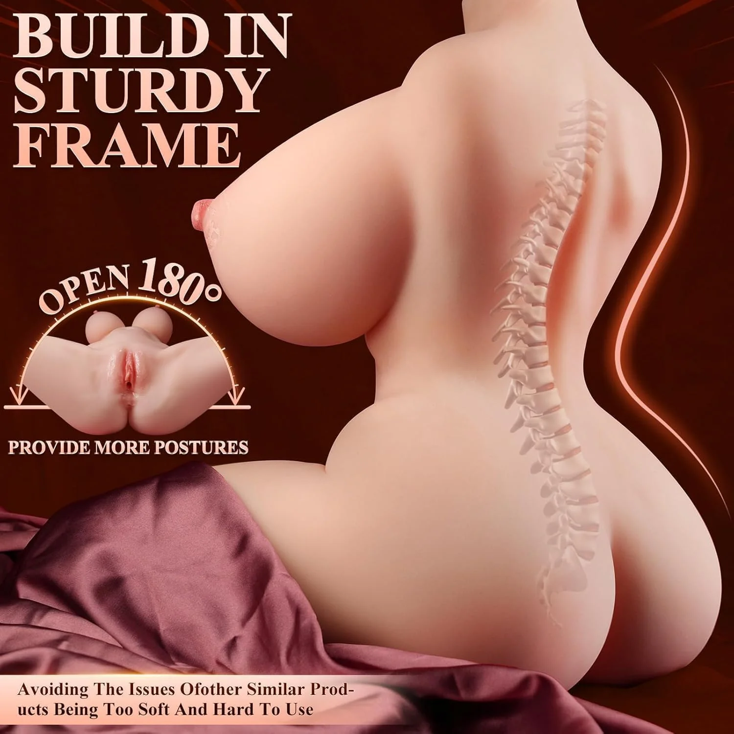 LuxeFlow Vibrating Sex Doll Torso | Suction Modes Hands-Free - Image 5