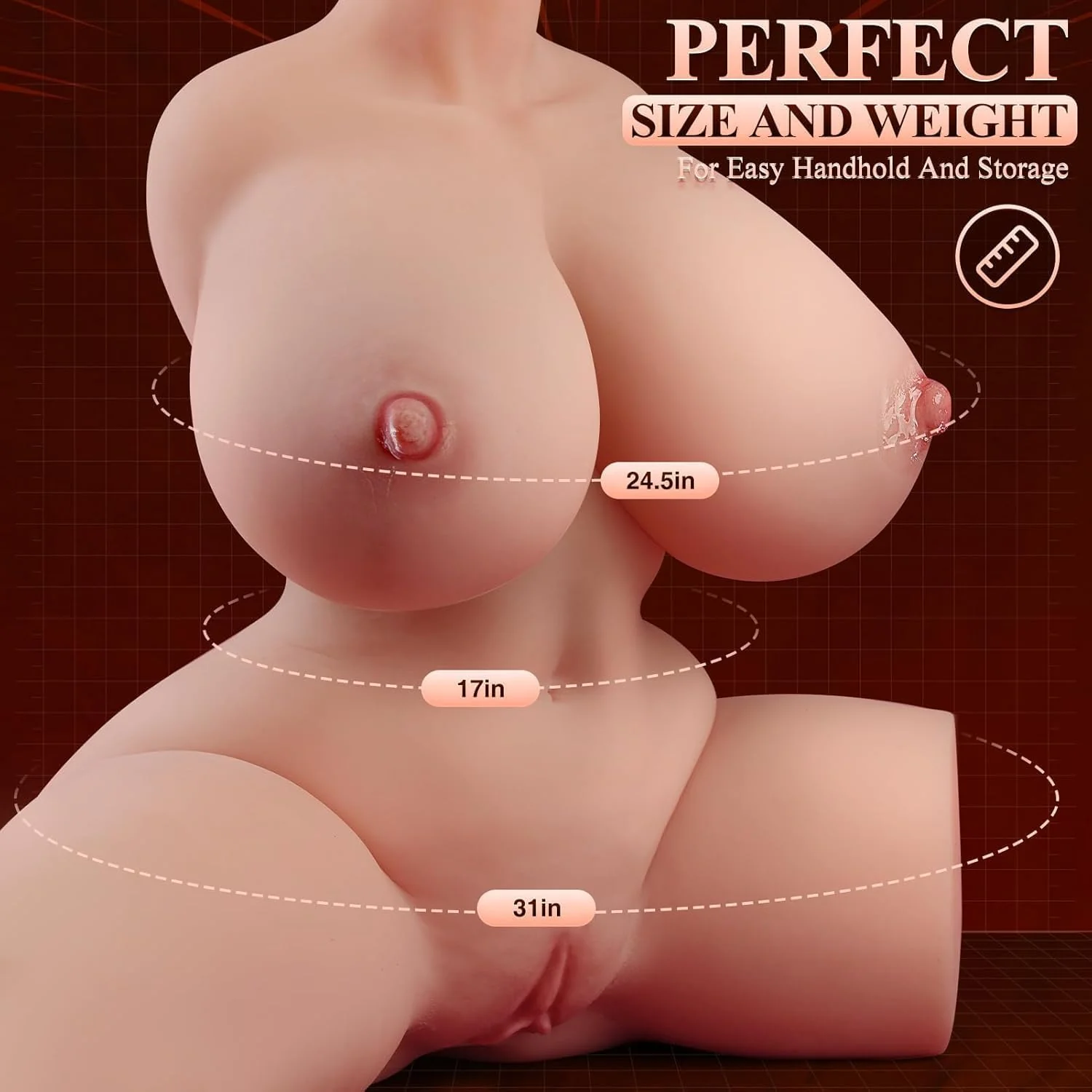 LuxeFlow Vibrating Sex Doll Torso | Suction Modes Hands-Free - Image 7