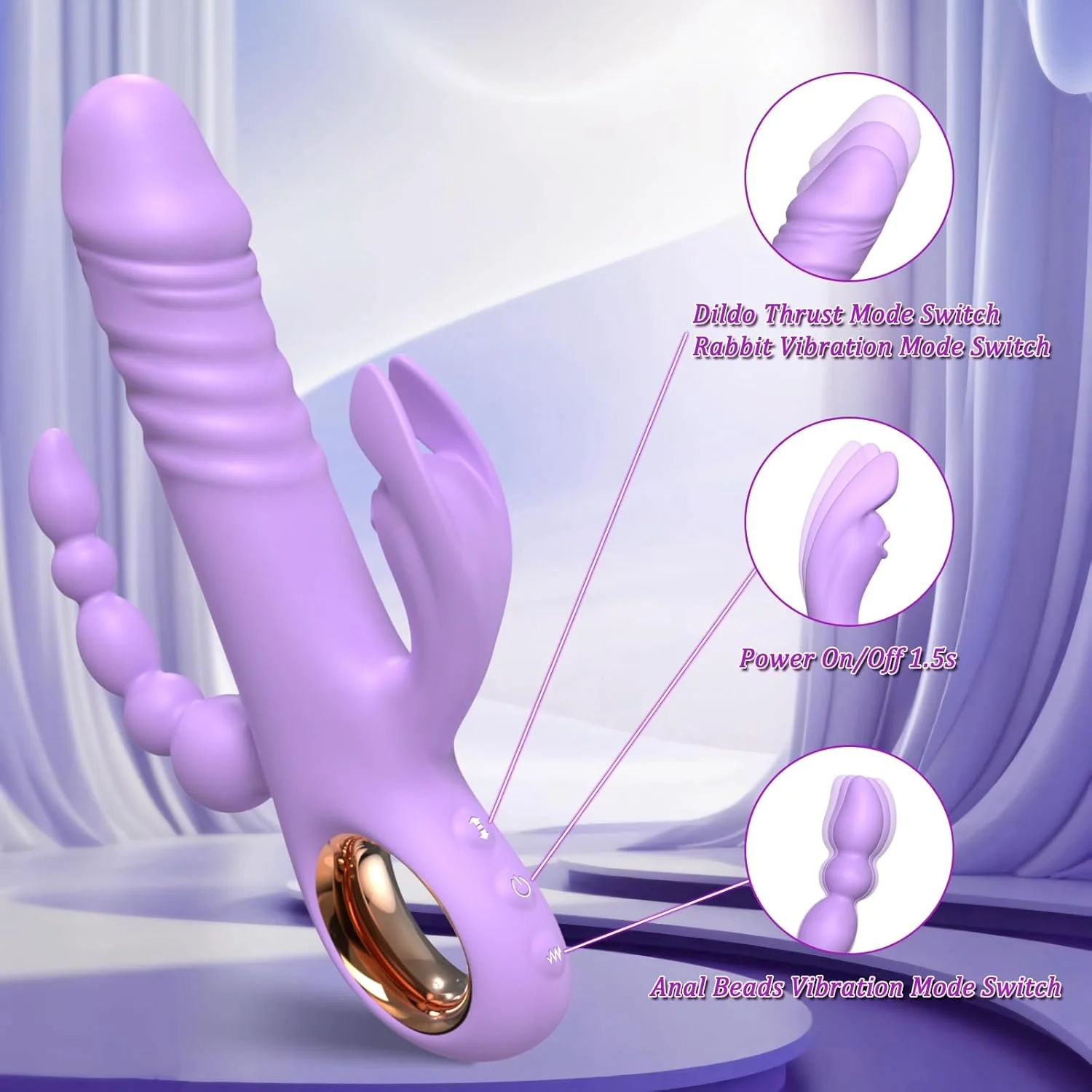 TriVantaX Rabbit Thruster 7 Speeds 7 Modes Waterproof Silicone - Image 6