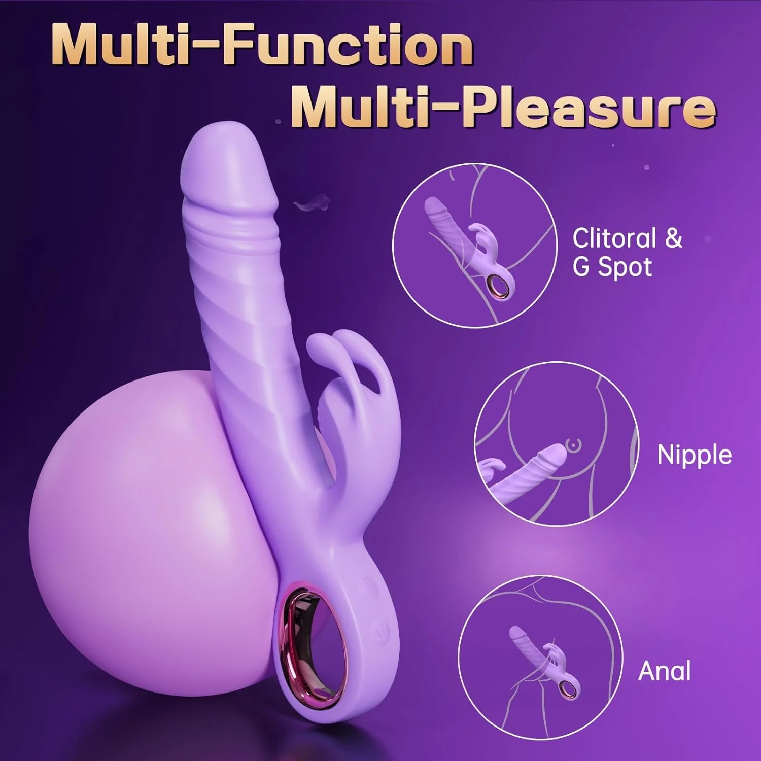 LinkAura App Control Rabbit Vibrator 9 Thrust 9 Modes USB - Image 4