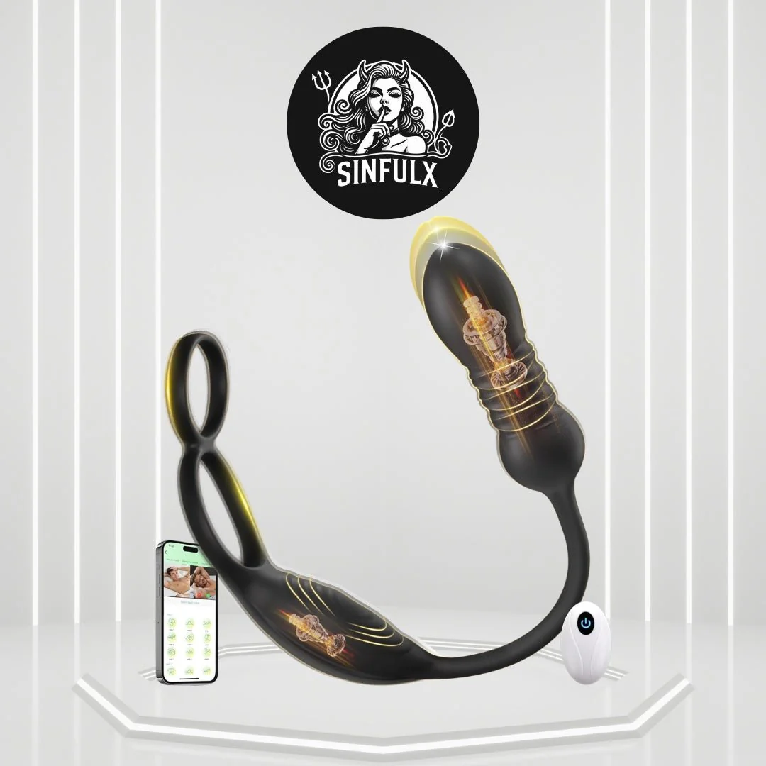 QuadThrust Thrusting Prostate Massager Cock Ring App Remote 9 Modes