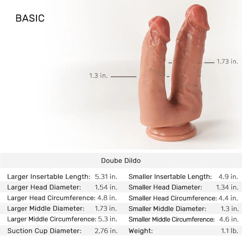 RealForm Double-Ended Dildo Silicone Suction Cup Toy - Image 3