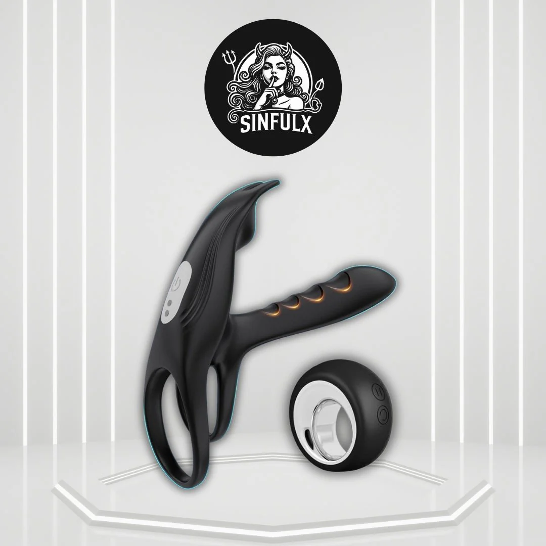 SyncDriveX Cock Ring Clit Stimulator Remote 10 Modes Waterproof