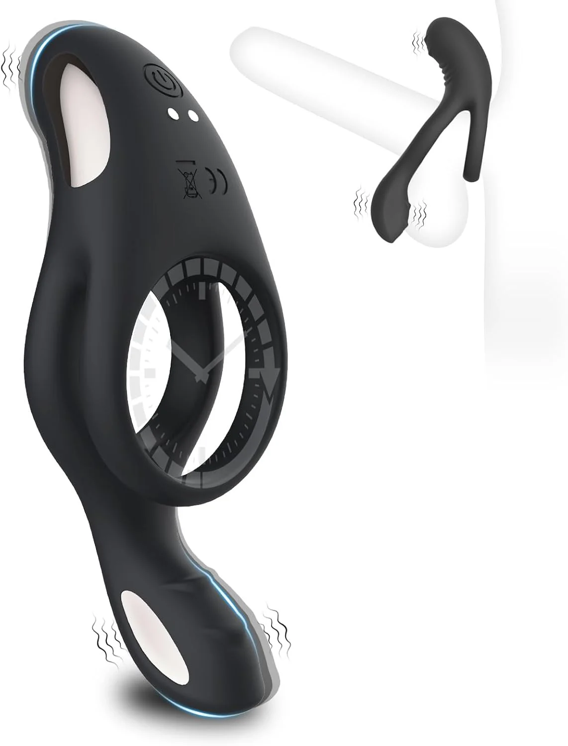 ApexSync Vibrating Cock Ring Dual Silicone Clit Stimulator - Image 4