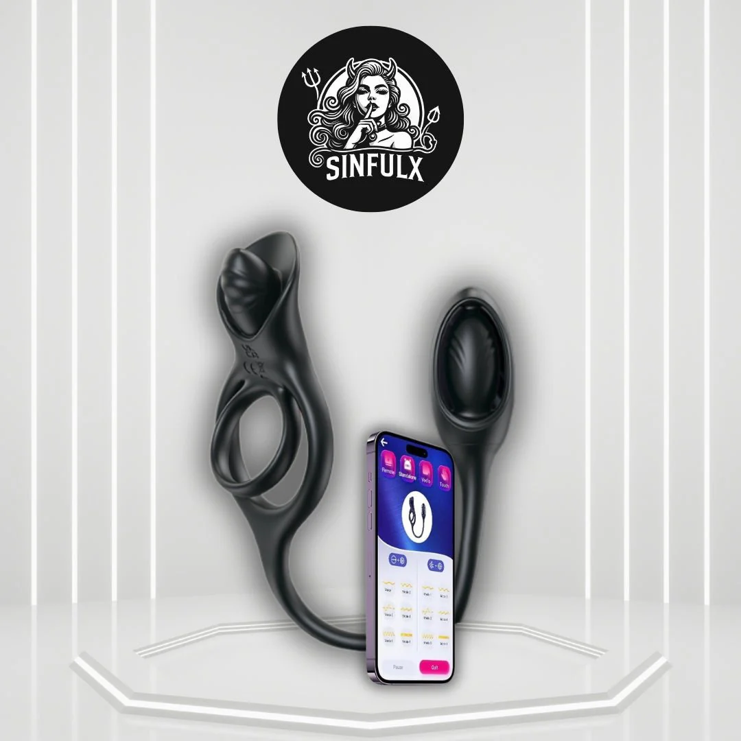 SyncDominusX Prostate Massager Cock Ring 9 Modes Silicone