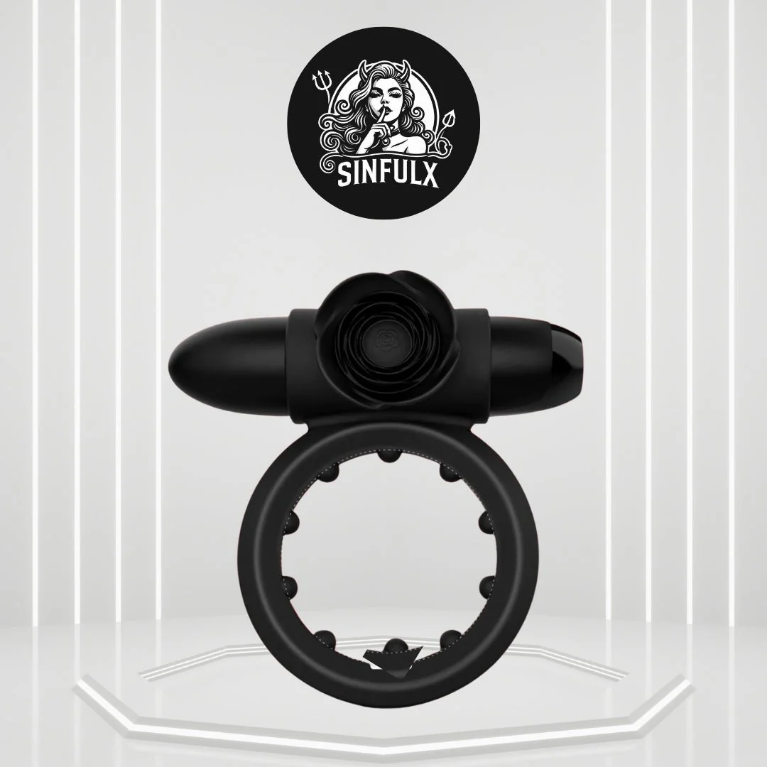 RoseCoreX Vibrating Cock Ring Bullet Rose Clit Stimulator