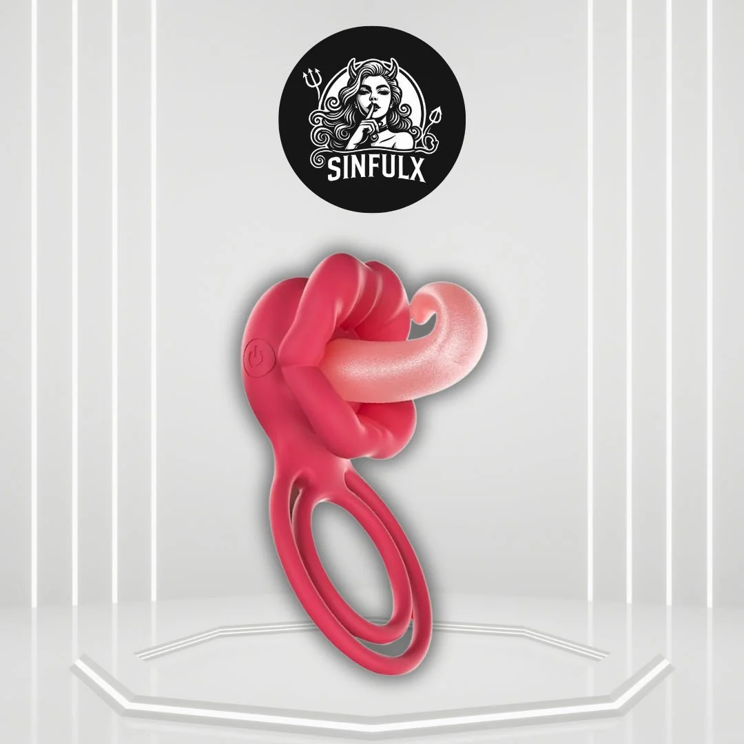 TongueWave Tongue Clit Vibrating Cock Ring 10 Modes Silicone