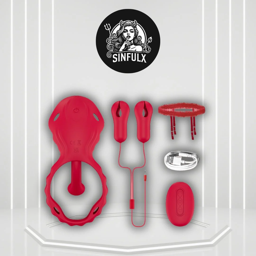 TriLink 3-in-1 Remote Nipple Clamps & Couples Ring Vibrator Set