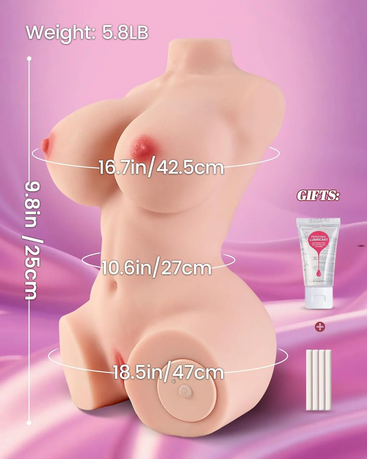 PulseForm Vibrating Dual Channel Torso Sex Doll 5.8LB - Image 6