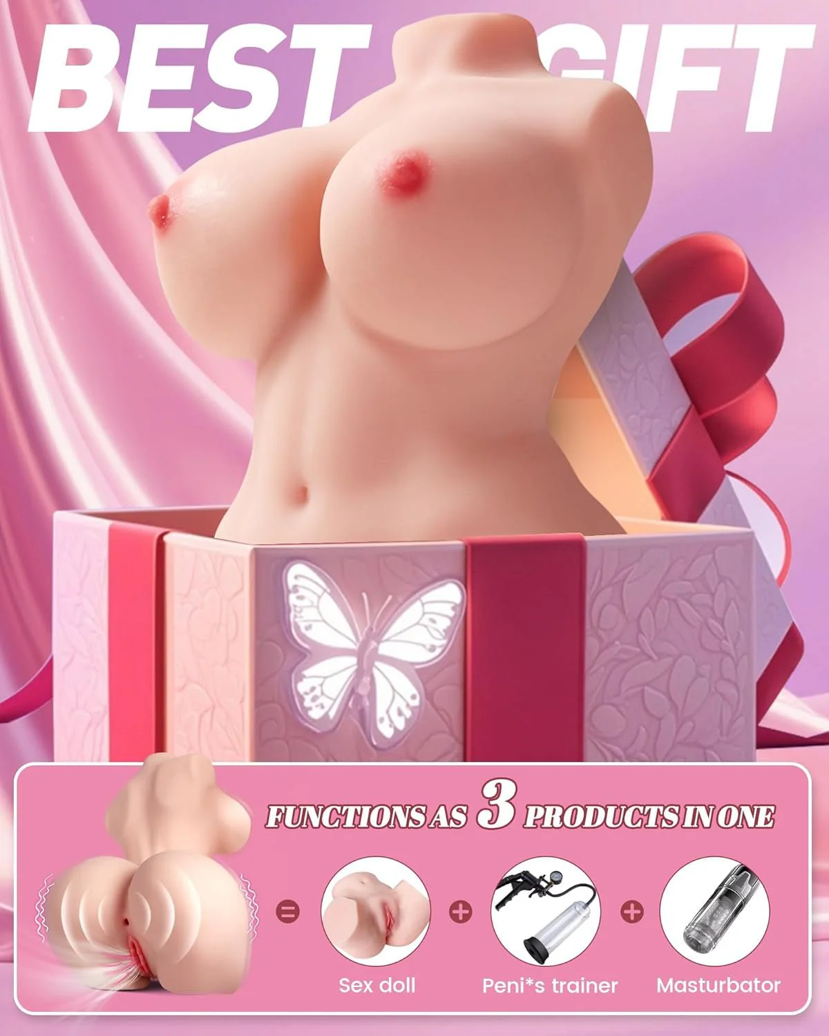 PulseForm Vibrating Dual Channel Torso Sex Doll 5.8LB - Image 7