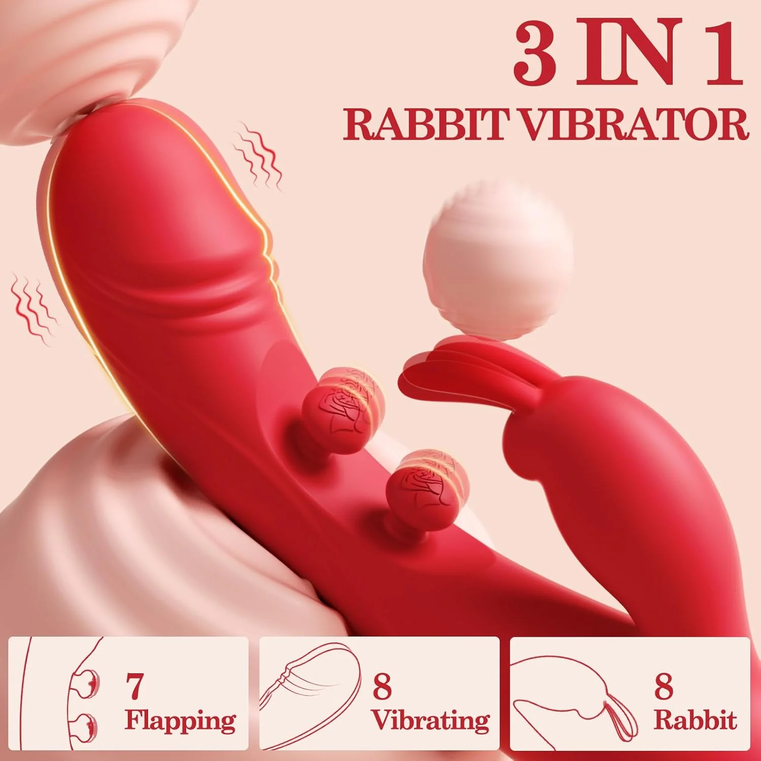 DualRose Rabbit Vibrator 16 Modes Flapping G-Spot Clit Toy - Image 2