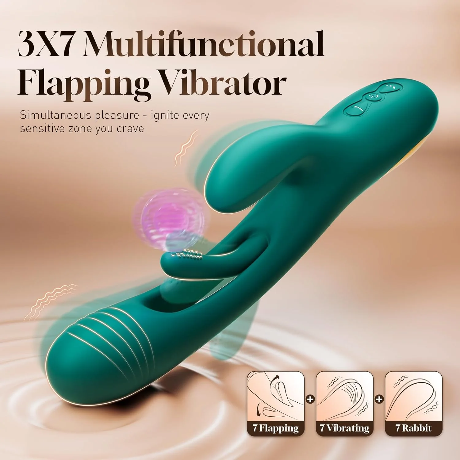 VerdePulse Rabbit Vibrator 14 Modes Flapping Waterproof - Image 2
