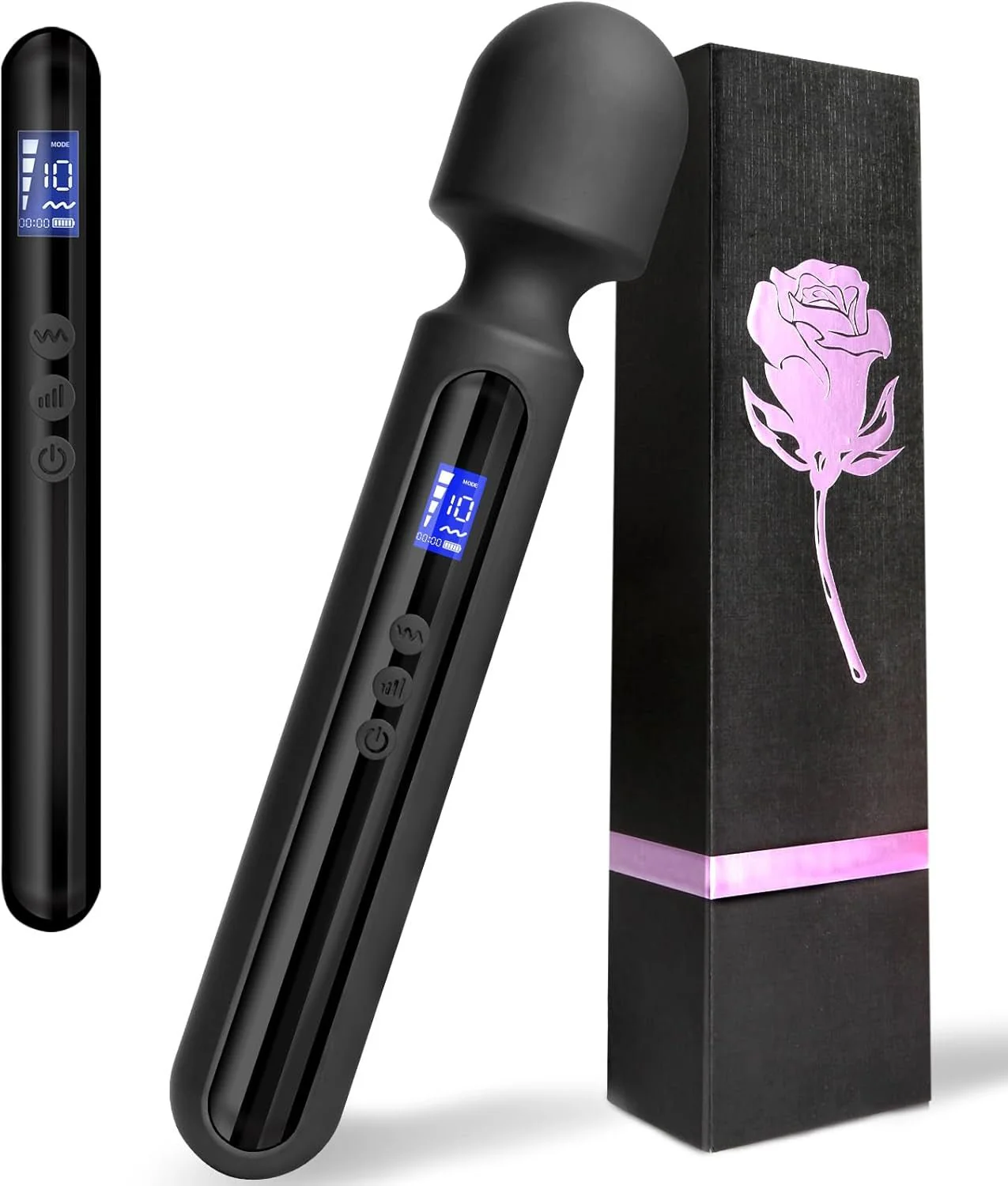 MidnightCommand 12" Wand Vibrator LCD Display 10 Patterns Waterproof